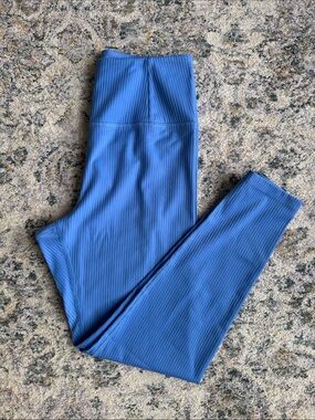 girlfriend collective Blue Ribbed High-Rise Leggings
